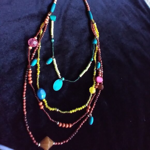 Beautiful Colorful Multi Layer Beaded Necklace - Picture 3 of 10